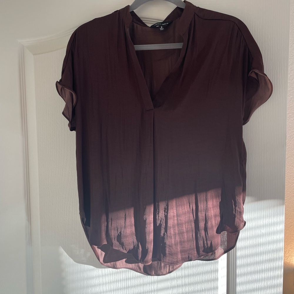 2 Naked Zebra Size Small Blouses. Chocolate and red